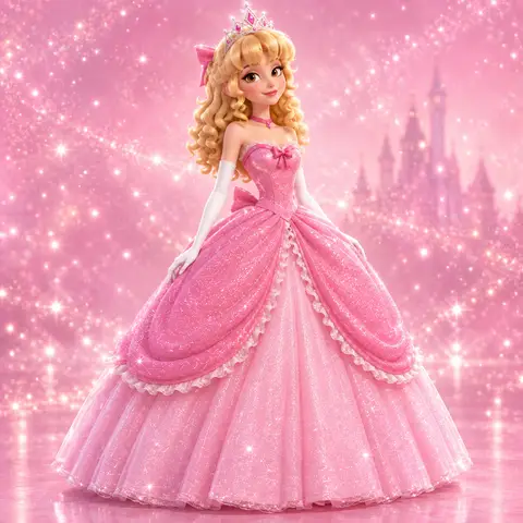 A full-body image of Pretty Pink Princess Stephani