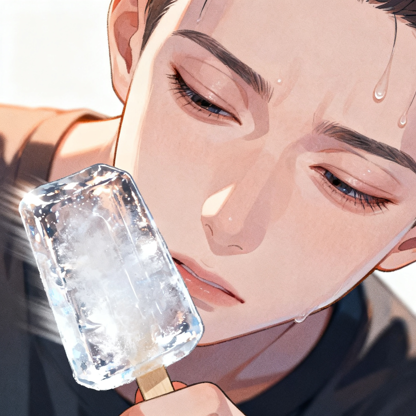 気を失いそうになってる感じで。アイスはそのままにして。イってるようにして