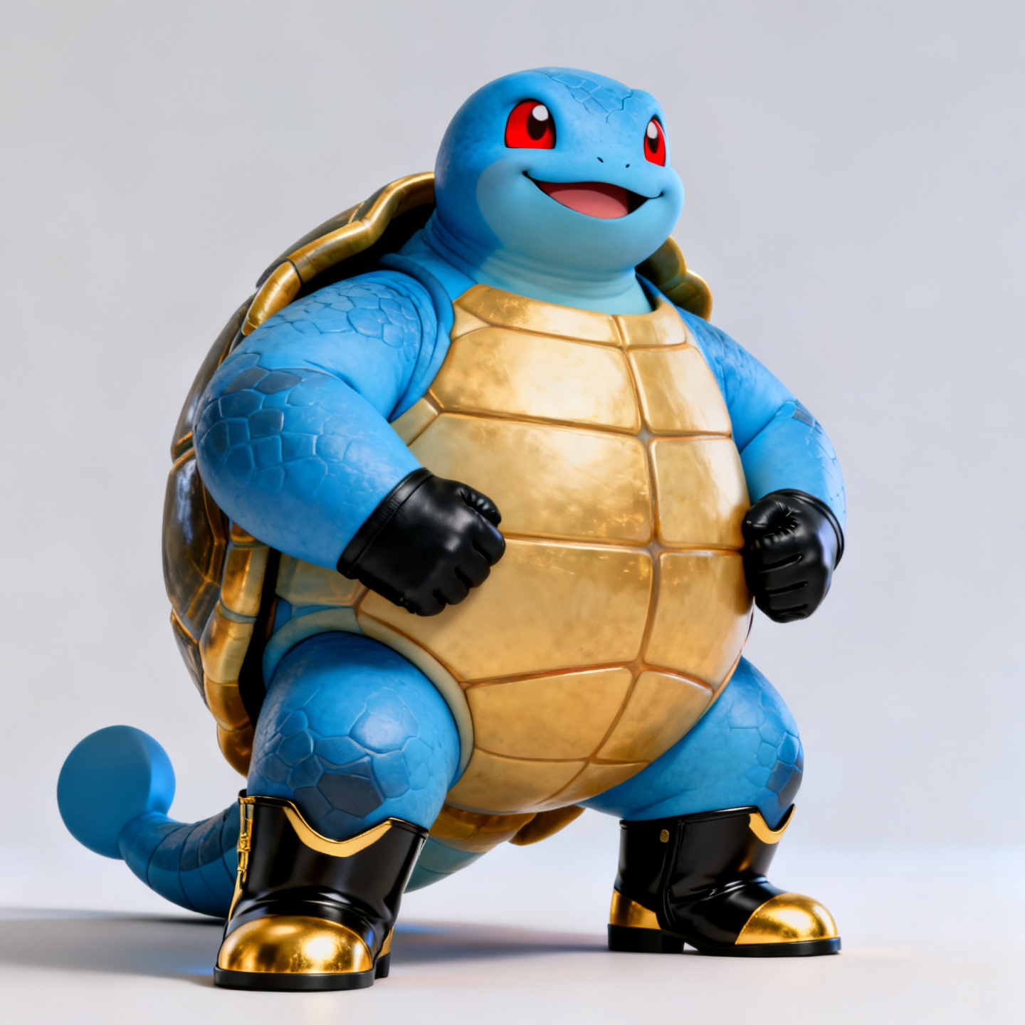 Giant blue tortoise OC wearing black gloves, black